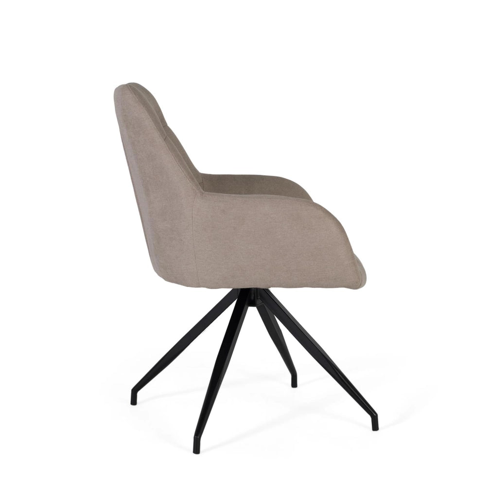 Set di 2 sedie girevoli rivestite in tessuto grigio e gambe in acciaio