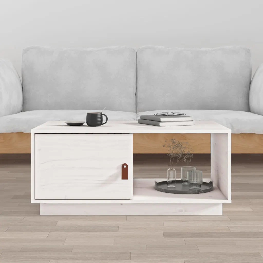 Tavolino da Salotto-Tavolino da soggiorno-Tavolo Bianco 80x50x35,5 cm Legno Massello di Pino