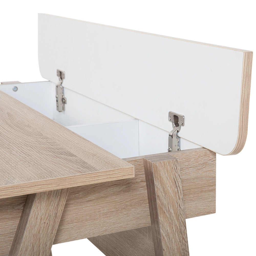 Scrivania Luce Legno 110 x 60 cm 2 Ripiani Poggiapiedi Scandinavo