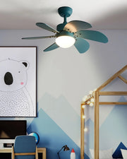 Ventilatore da soffitto con luce Ventilatore azzurro in materiale sintetico e compensato Telecomando Soggiorno moderno scandinavo