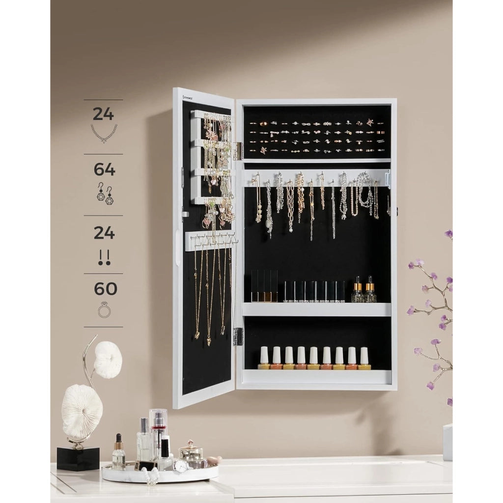 Specchiera portagioie a parete JBC51W in MDF bianco