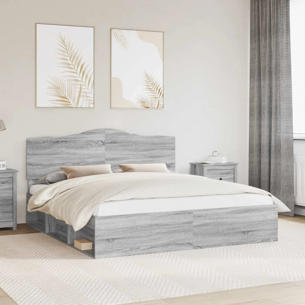 Struttura del letto Grigio Sonoma 200 x 200 cm Pino massello