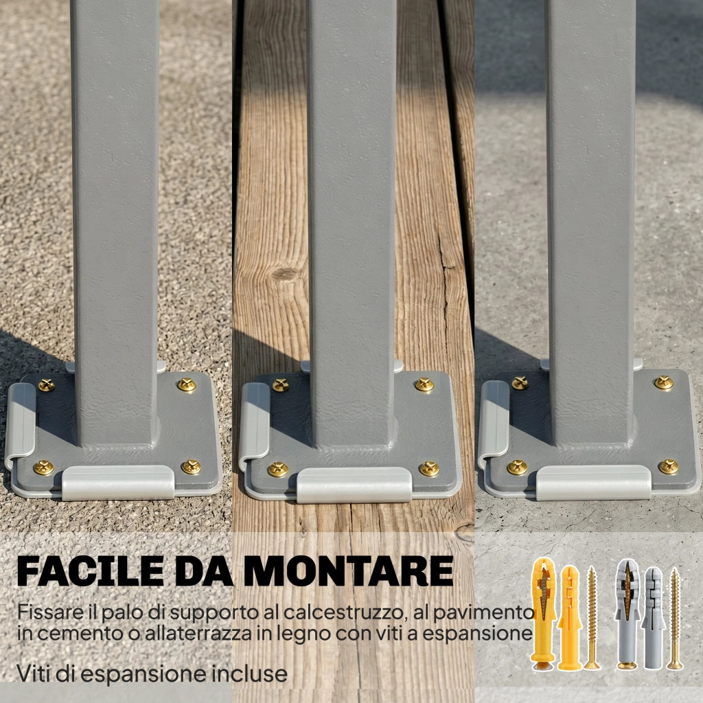 Tenda Laterale Retrattile Impermeabile e UV 50+, in Alluminio, Acciaio e Poliestere, 420x185 cm, Grigio Scuro
