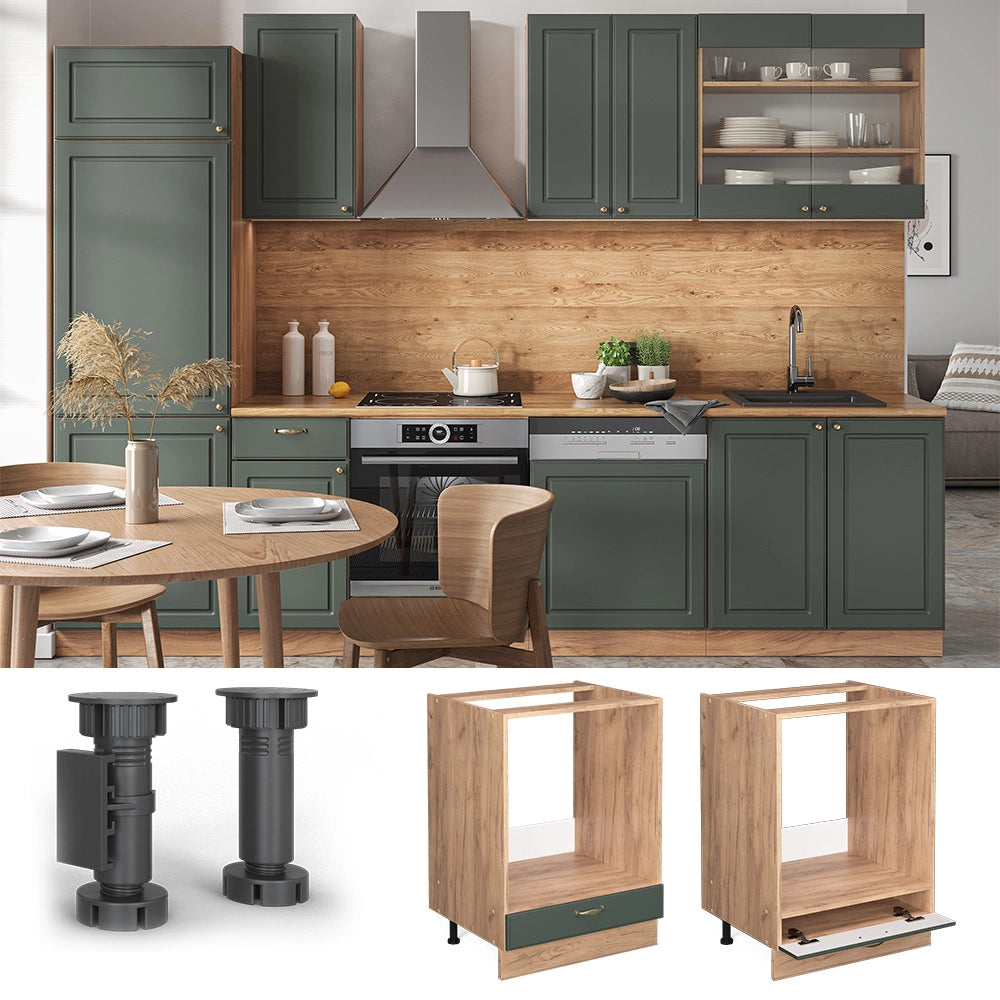 Mobile per forno da incasso Fame-Line Verde-oro rustico/Rovere dorato 60 cm, PL Marmo Vicco