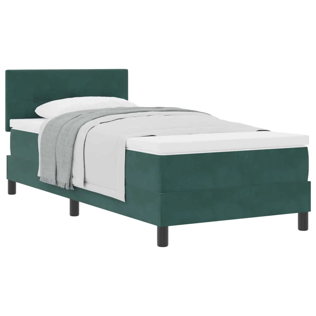 Letto a molle con materasso Verde Scuro 100 x 200 cm Velluto 3339155