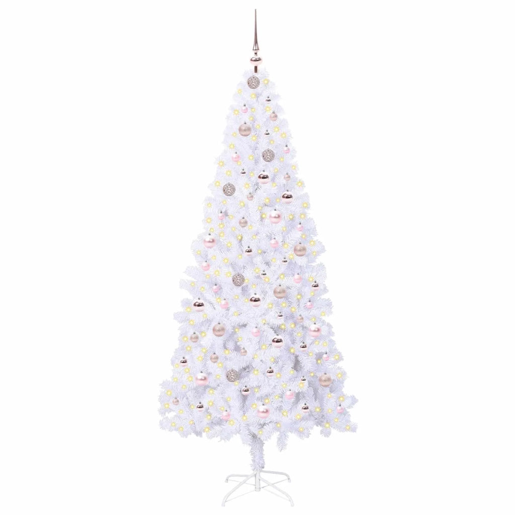 Albero di Natale Artificiale-Albero Natalizio Bianco 210 cm PVC e Acciaio 383535