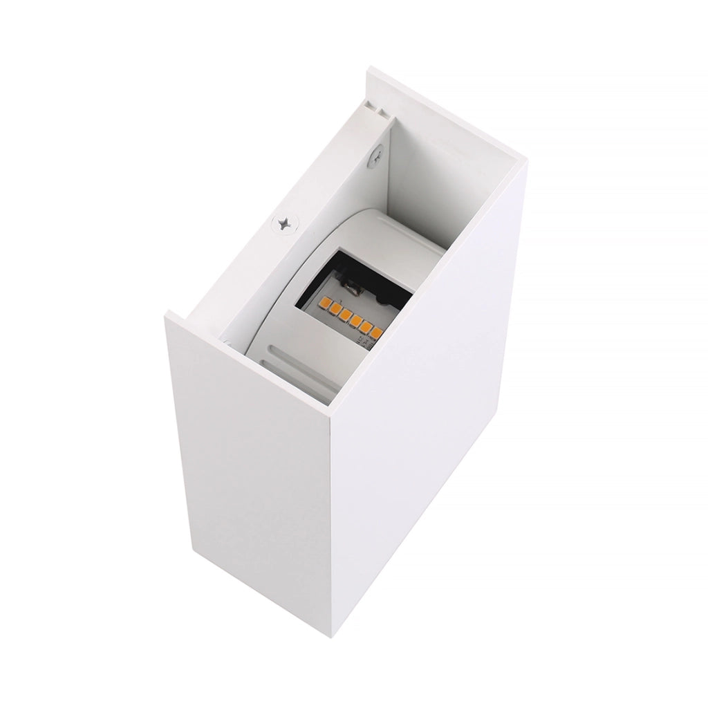 APPLIQUE LED DA ESTERNO RETTANGOLARE 10W IN ALLUMINIO BIANCO LUCE CALDA - DOPPIA EMISSIONE DI LUCE REGOLABILE