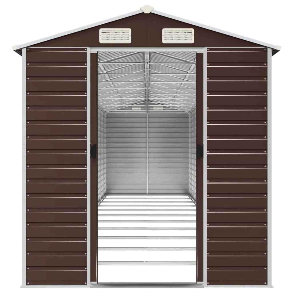 Casetta da giardino cabina ripostiglio casetta da esterno robusta casetta per attrezzi 191 x 980 x 198 cm acciaio zincato marrone 02_0022278