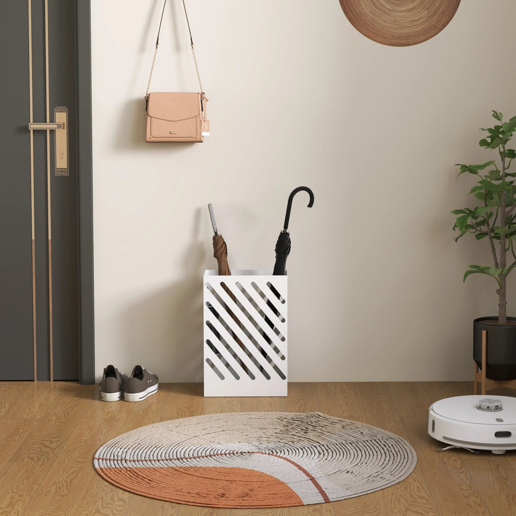 Portaombrelli Design con Vaschetta e Ganci ¨C zephmum ¨C Bianco 28x14x41 cm