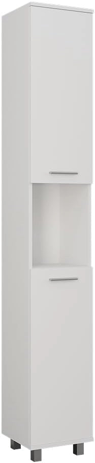 Mobile alto Ilias, Antracite/quercia dorata, 30.2 x 190 cm con 2 porte, per la conservazione di articoli da bagno e prodotti per la cura personale