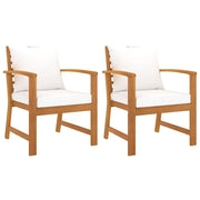 Sedie da Giardino e Cuscini Crema 2 pz Legno Massello d'Acacia 311831