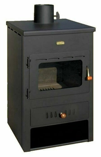 Stufa a legna con caldaia integrata Pruty K1 W8. Potenza di riscaldamento 8 + 4Kw