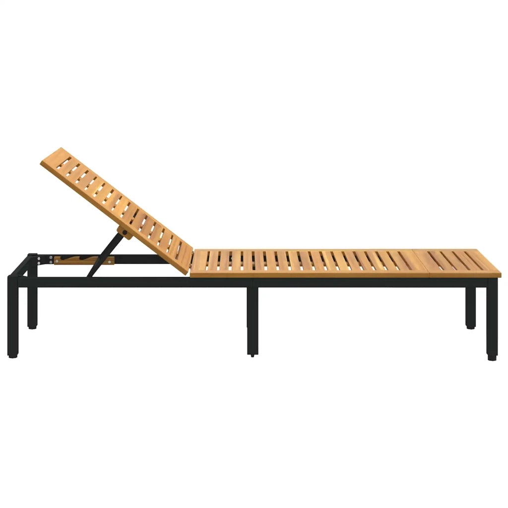 Lettino Prendisole | Sdraio da giardino | Lettino da sole Nero 200 x 55 x 35 cm