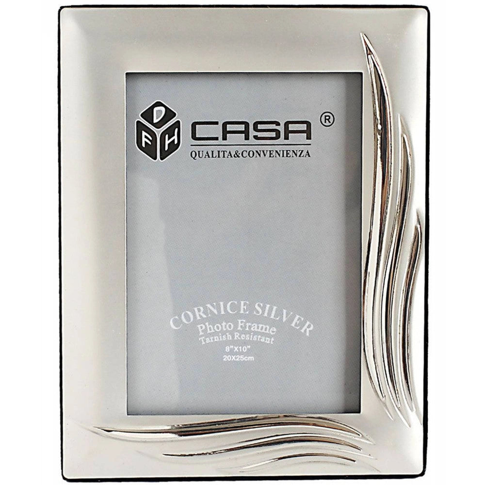Trade Shop - Cornice Portafoto Porta Foto Fotografia 20x25cm Silver Foglie Effetto Satinato -