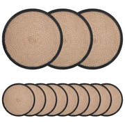 Sottobicchieri in juta 12 pcs Naturale e Nero Ø 30 cm 42012316