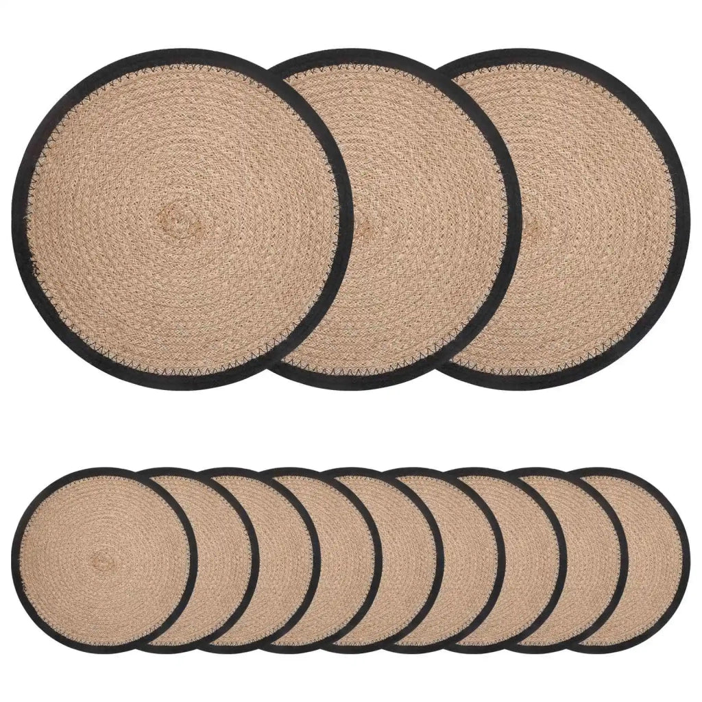 Sottobicchieri in juta 12 pcs Naturale e Nero Ø 30 cm 42012316
