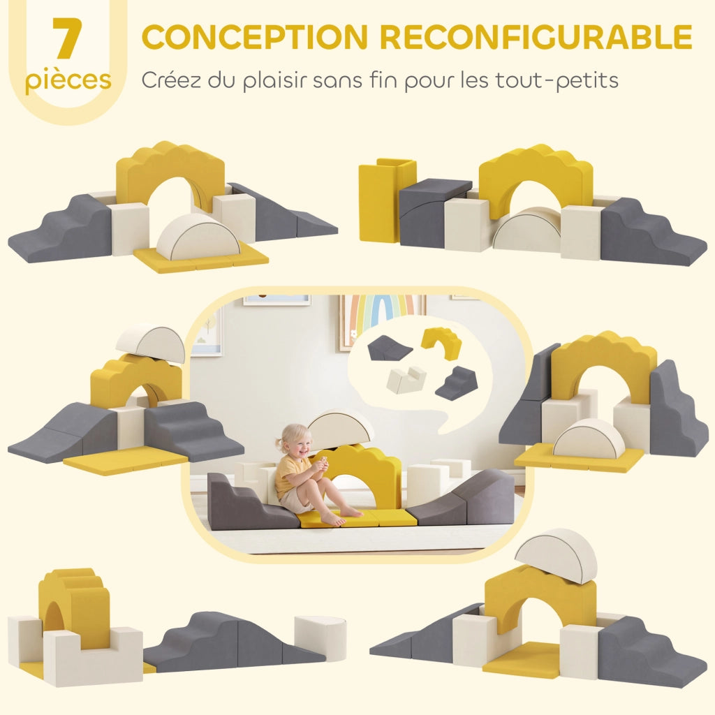 Tappeto gioco motricita' bambini modulabile 7 pezzi ¨C zephmum ¨C giallo