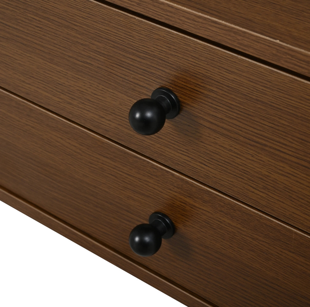 Tavolino da salotto rotondo 100x50x36 cm effetto noce; in MDF con 2 cassetti e ante scorrevoli