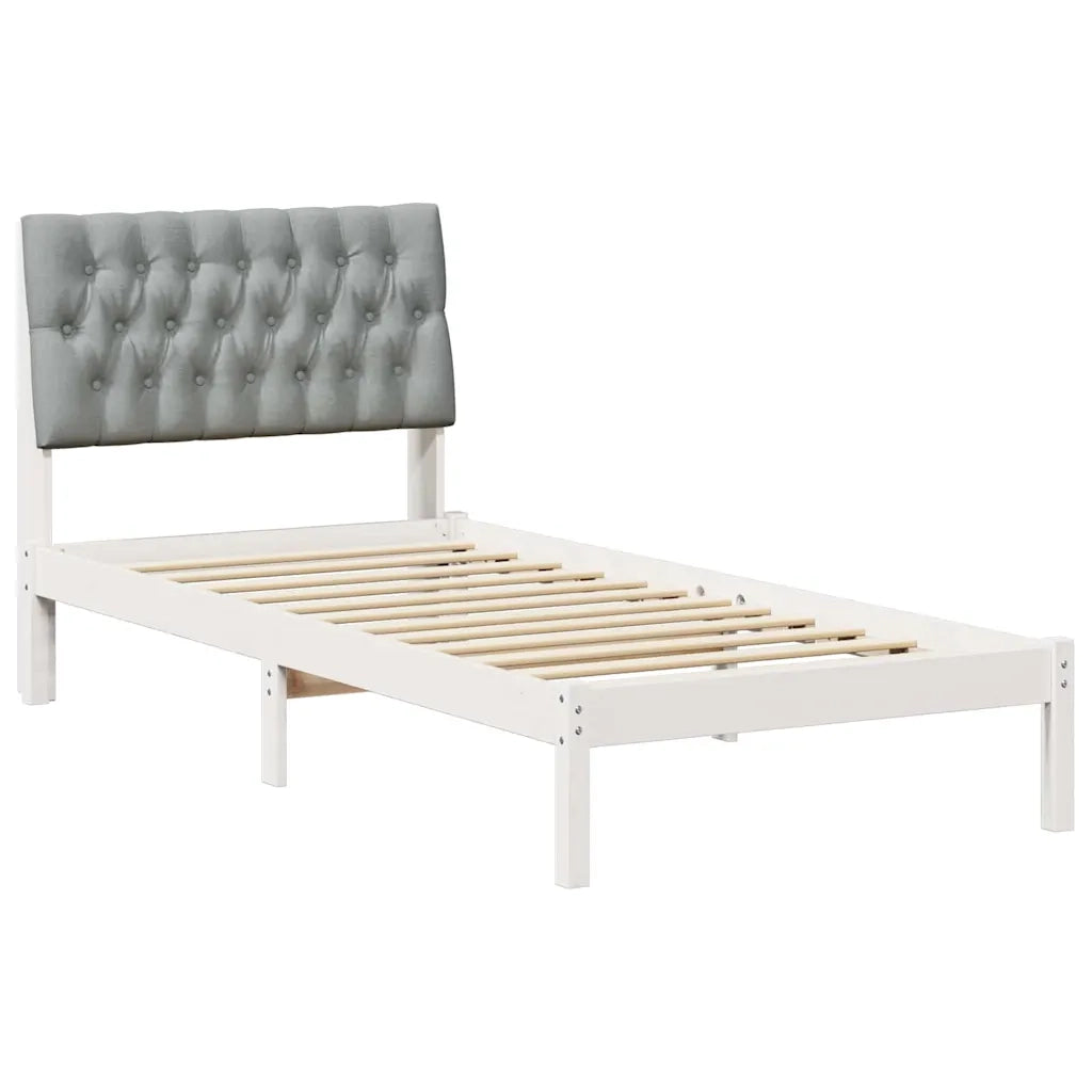 Letto con Testiera Rivestita-Struttura Letto con Testiera Bianco 90 x 200 cm