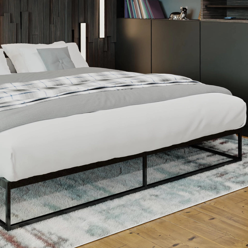 Letto in metallo Scala nero,200x200x25 cm
