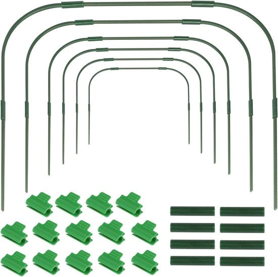 Pacco di 6 tunnel di plastica per protezione delle piante, serra con clip di fissaggio, tunnel metallico per letti elevati, 85 x 100 cm, accessori per giardino, tunnel di coltivazione, copertura delle piante