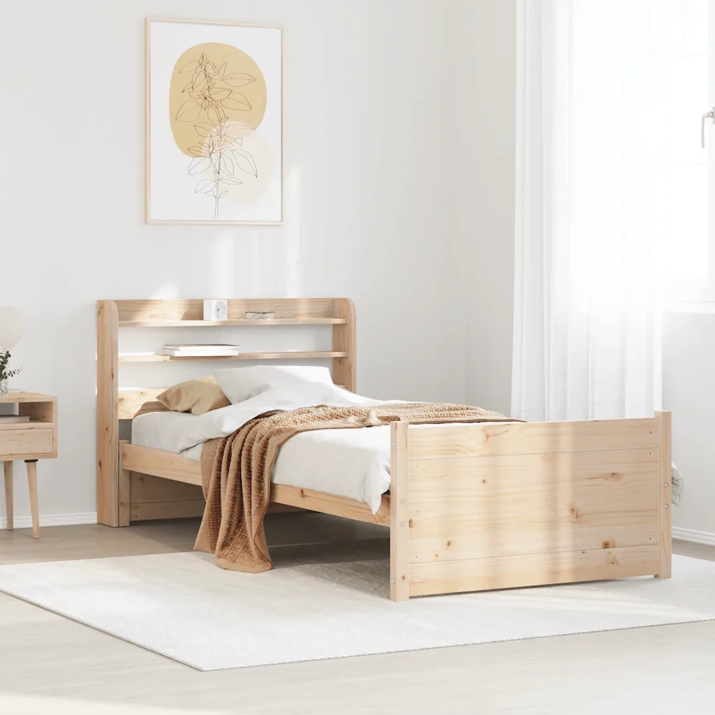 Giroletto con Testiera 90x190 cm in Legno Massello di Pino 3306748