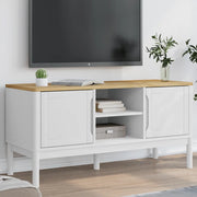 Mobile TV-Credenza TV-Console TV FLORO Bianca 114x43x55 cm in Legno Massello di Pino