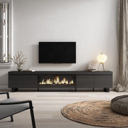 Mobile TV Soggiorno, 288x35x57cm, TV di grande formato, Camino elettrico XXL, Design industriale, Nero RF3610