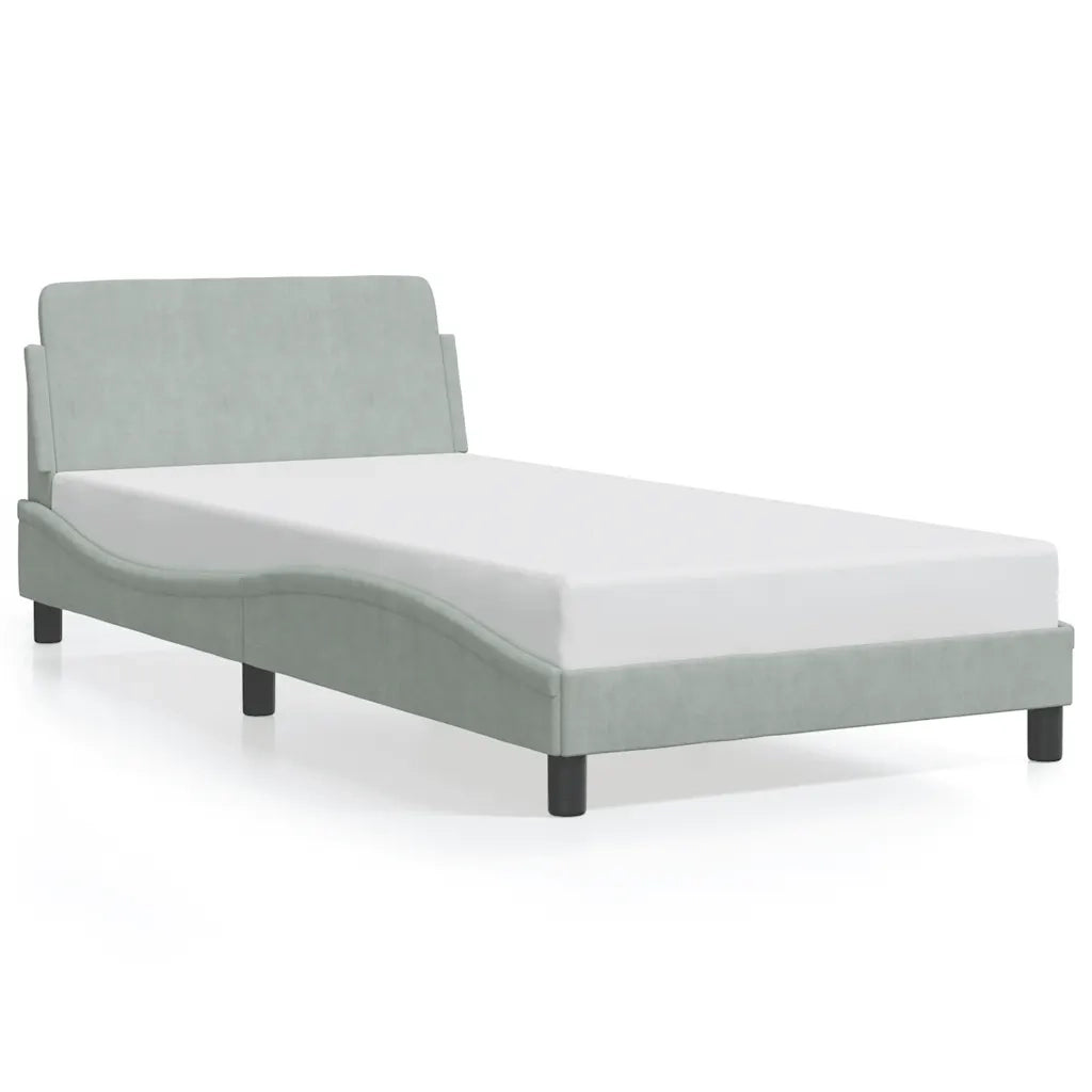 Letto singolo | Letto per adulti | Giroletto Dover Grigio Chiaro 100x200 cm Velluto