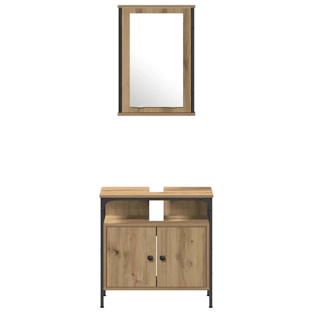 Set di mobili per il bagno con porta 4 pcs rovere artigianale 3334426