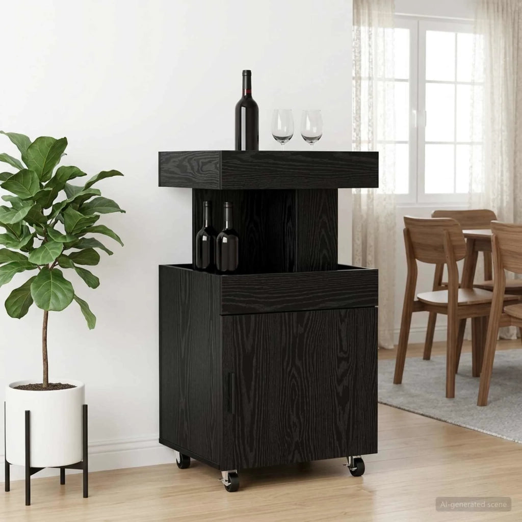 Carrello da Bar Rovere Nero 50 x 41 x 89 cm 8015682