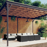 Set Divani da Giardino 10 pz con Cuscini in Polyrattan Nero cod mxl 41198