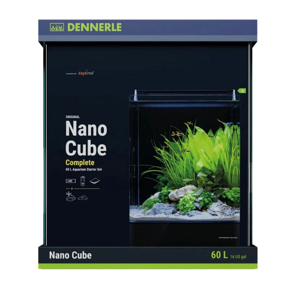 Dennerle Nano Cube Complete 60L - Mini acquario panoramico cm38x38x43h con filtro, substrato e LED