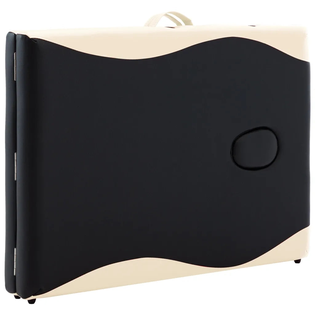 Lettino Massaggio Pieghevole a 2 Sezioni Legno Nero e Beige CFW2238684