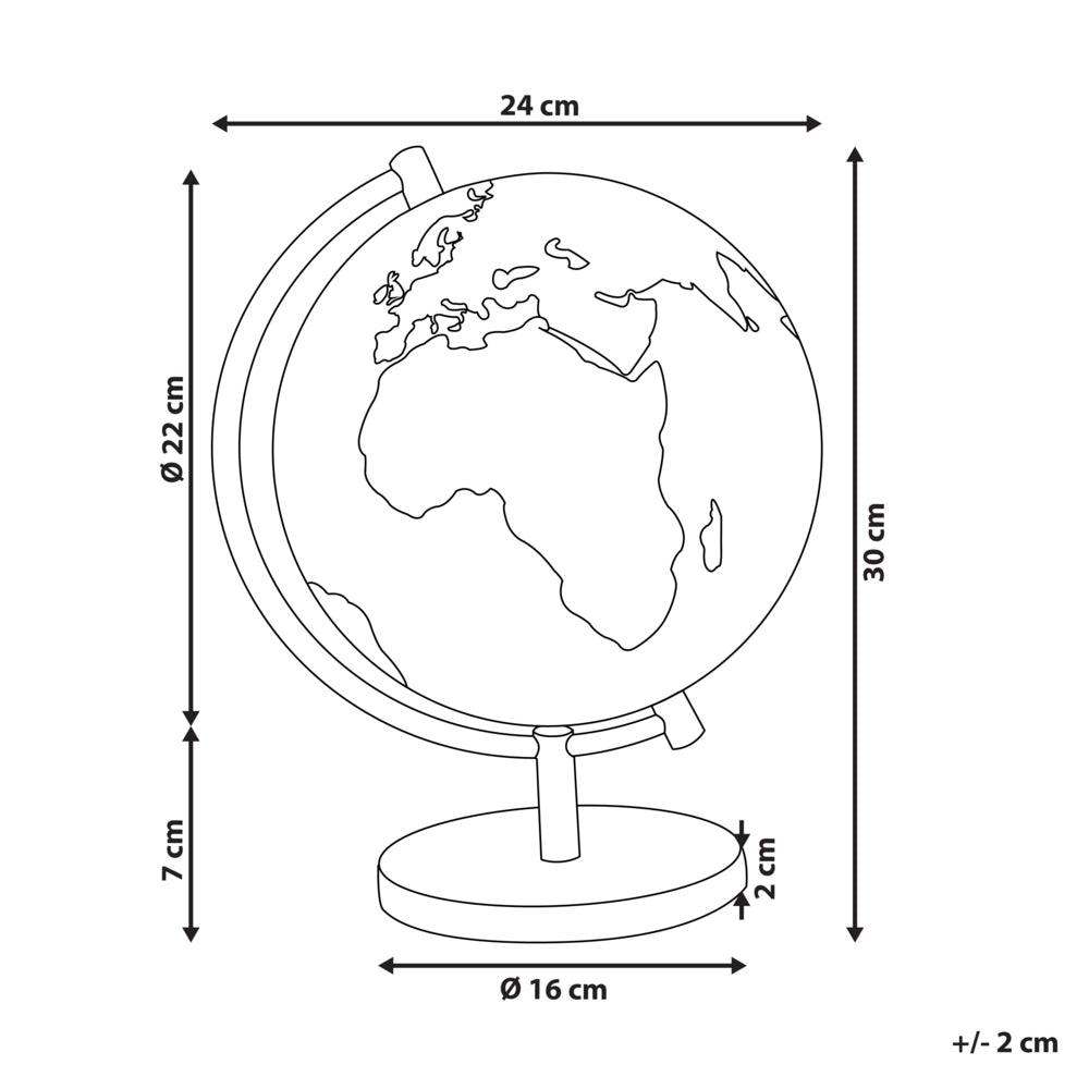 Mappamondo decorativo blu argento supporto in metallo feltrino LED mappa stella 24 cm