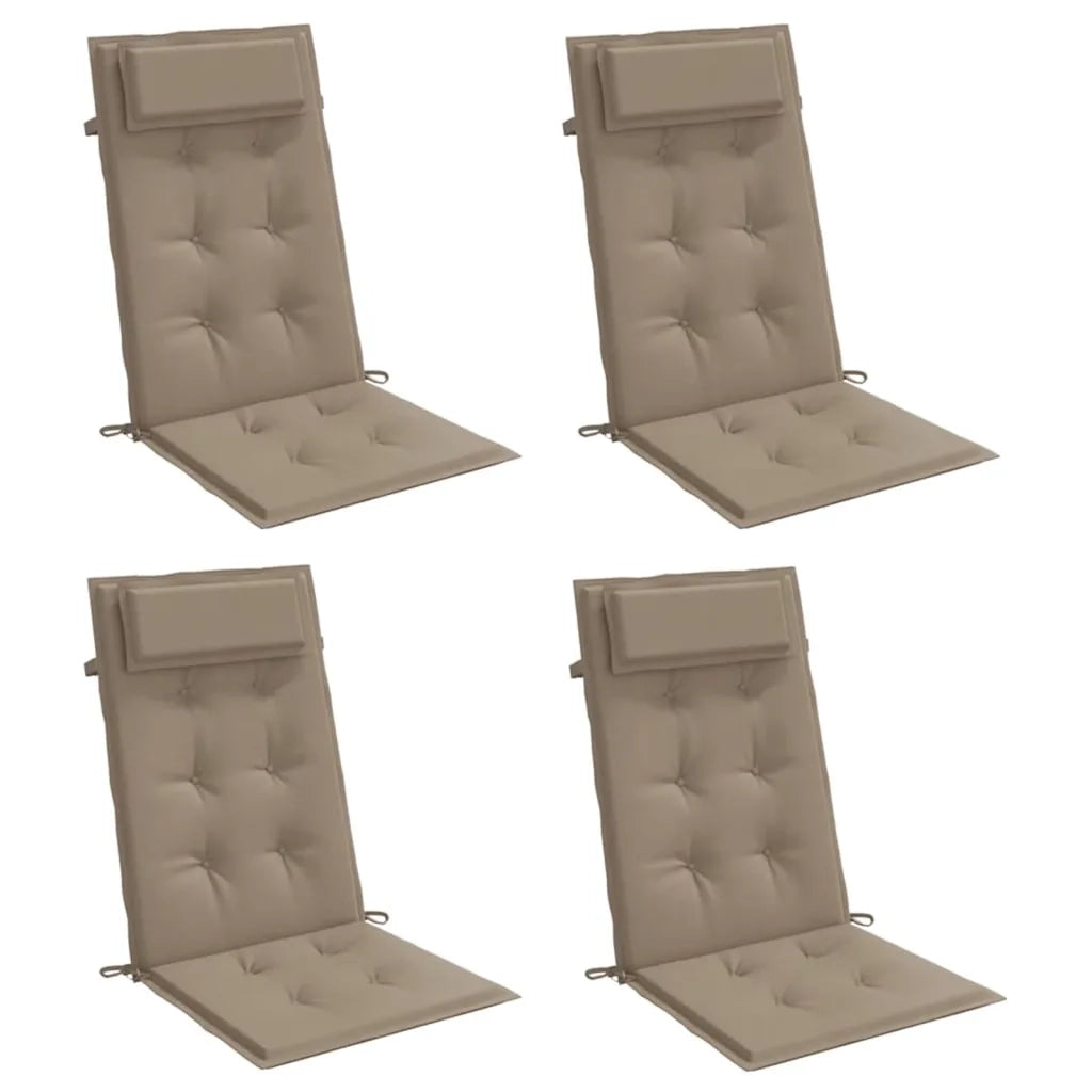 Cuscini per Sedia con Schienale Alto 4pz Tortora Tessuto Oxfordcod mxl 70296