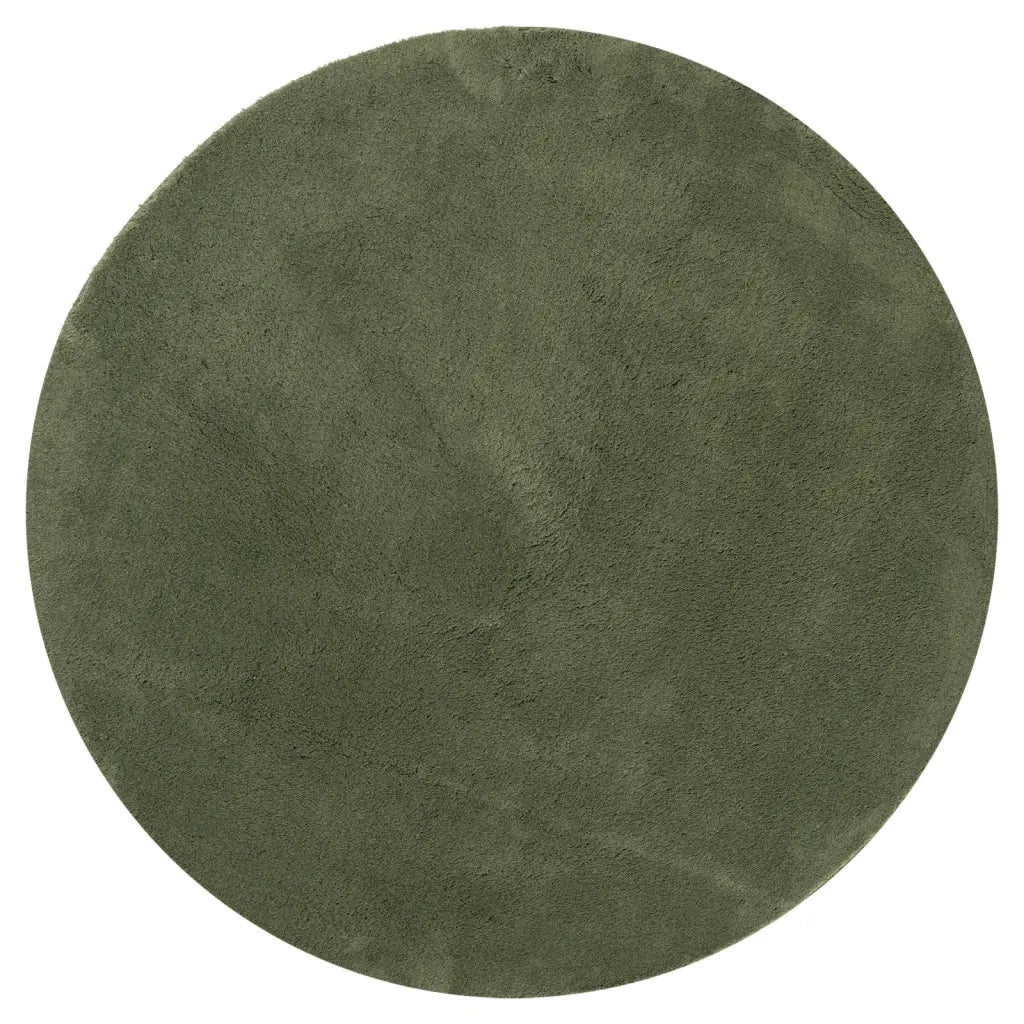 Tappeto Pelo Corto HUARTE Morbido Lavabile Verde Bosco Ø 160 cm 375106