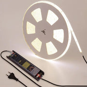 Strisce LED 20m 4000 K bianco naturale alta luminosità 150W 15000lm AC 220V fino a DC 48V alta densità IP65 impermeabile SMD 2835 alimentazione CE