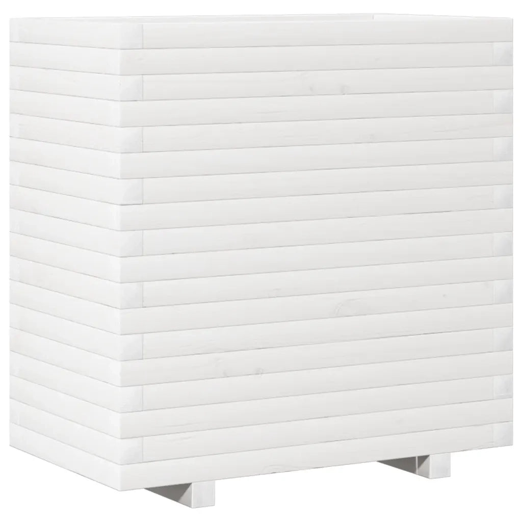 Fioriera da Giardino Bianca 70x40x72 cm Legno Massello di Pino 3282630