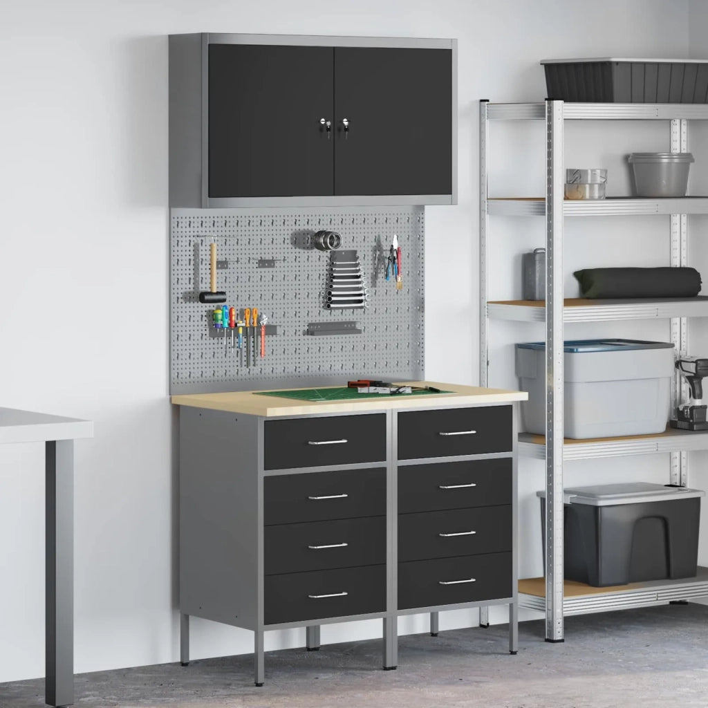 Mobile da lavoro 5 pcs Nero Legno ingegnerizzato e acciaio 3321420