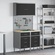 Mobile da lavoro 5 pcs Nero Legno ingegnerizzato e acciaio 3321420