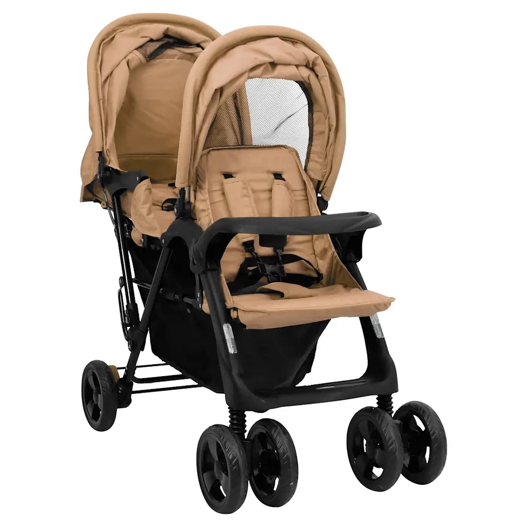 Passeggino Gemellare a Tandem Tortora in Acciaio cod mxl 75583