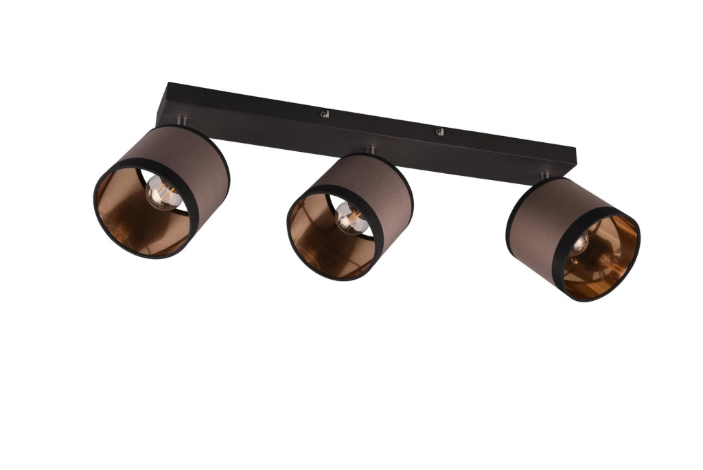 Plafoniera a barra Davos nera 3 faretti E14 10W RL