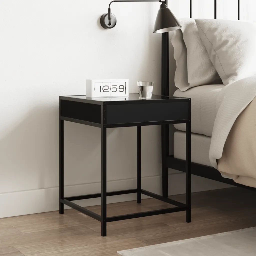 Comodino con LED Infinity Nero 40x40x51 cm
