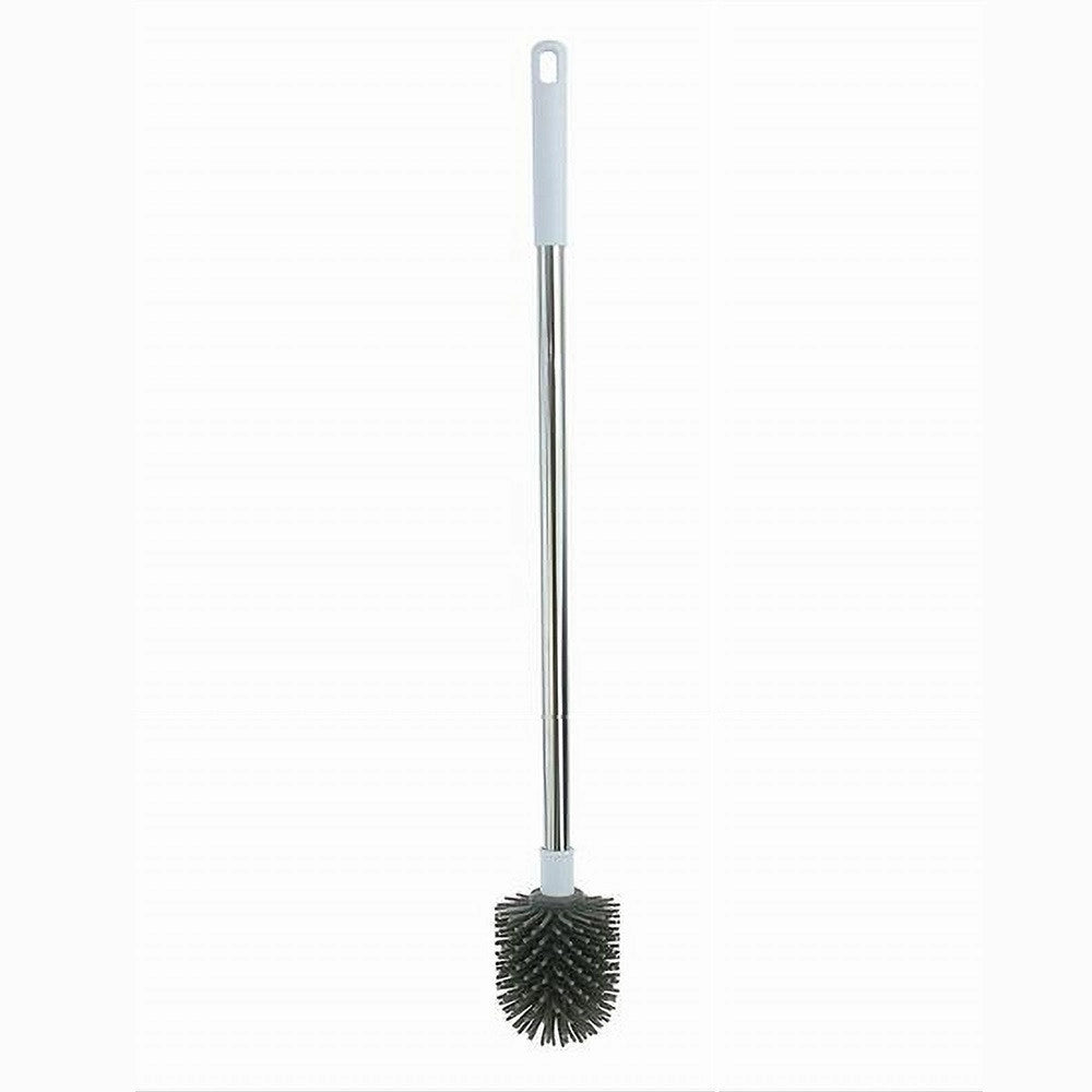 Trade Shop - Scopino Wc Spazzola Bagno Setole In Silicone Manico Acciaio Plastica Lungo 87623 -