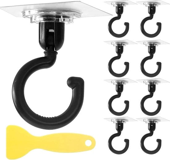 Haken per plafondo - rotazione 360 gradi - senza foratura - hanger per asciugamani - hanger per plafondo - trasparente - impermeabile all'acqua - hanger magico - carico massimo 5 kg - per bagno - per cucina