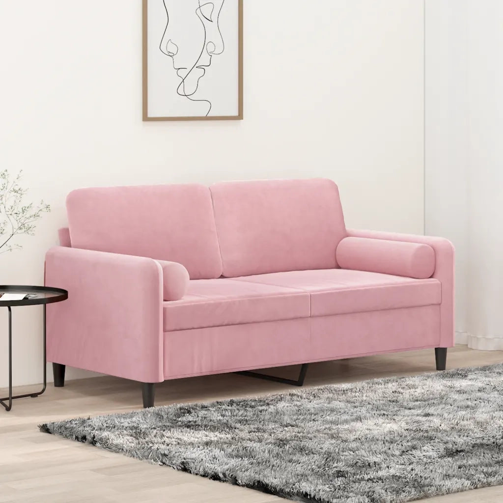 Divano a 2 Posti con Cuscini Rosa 140 cm in Velluto 3200884
