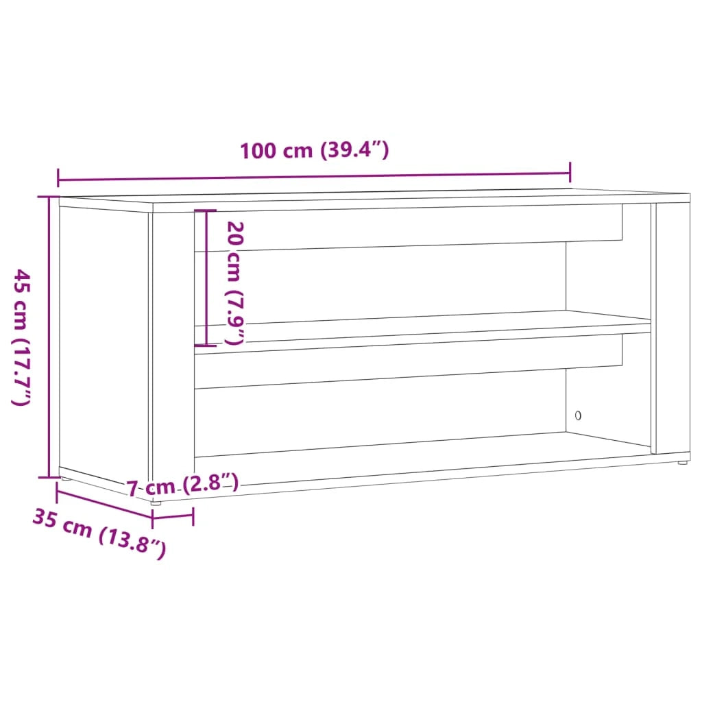 Panca portascarpe/stivali cassettiera scaffale mobiletto portaoggetti per ingresso fatto a mano 100 x 35 x 45 cm legno ingegnerizzato marrone 02_0022909