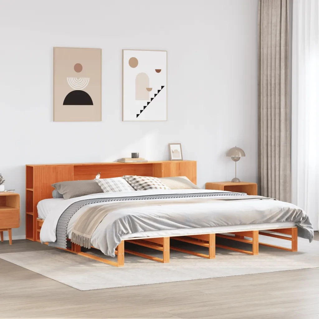 Letto Libreria senza Materasso Marrone Cera 180x200 cm Legno 3323886
