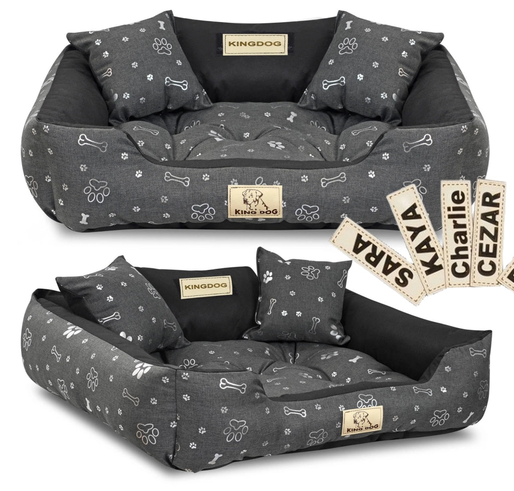 AIO FACTORY 115x95 cm KINGDOG Letto per cani impermeabile personalizzabile Silver Bones